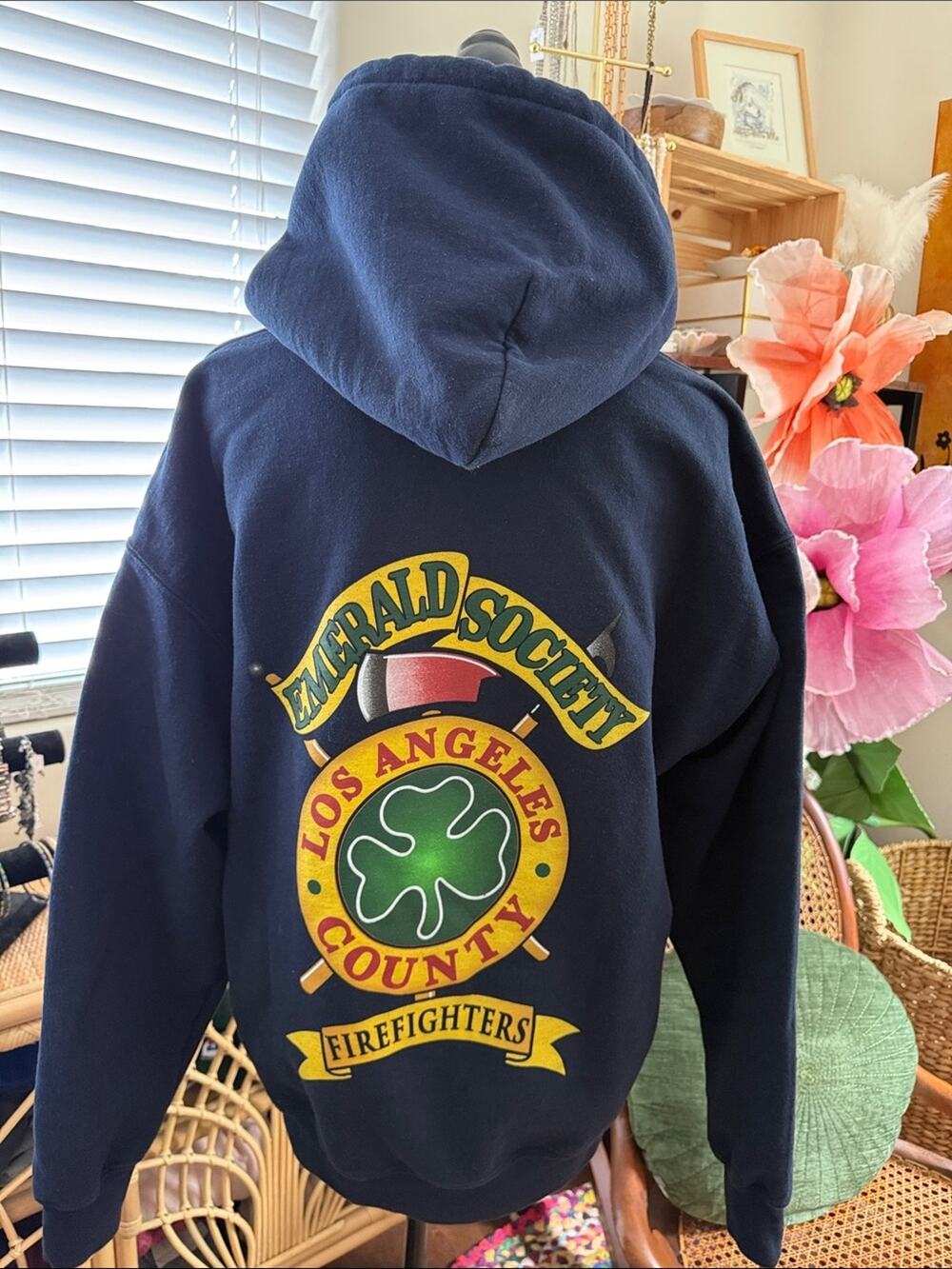 Los Angeles County Firefighters Emerald Society Navy Popover Hoodie Sweatshirt